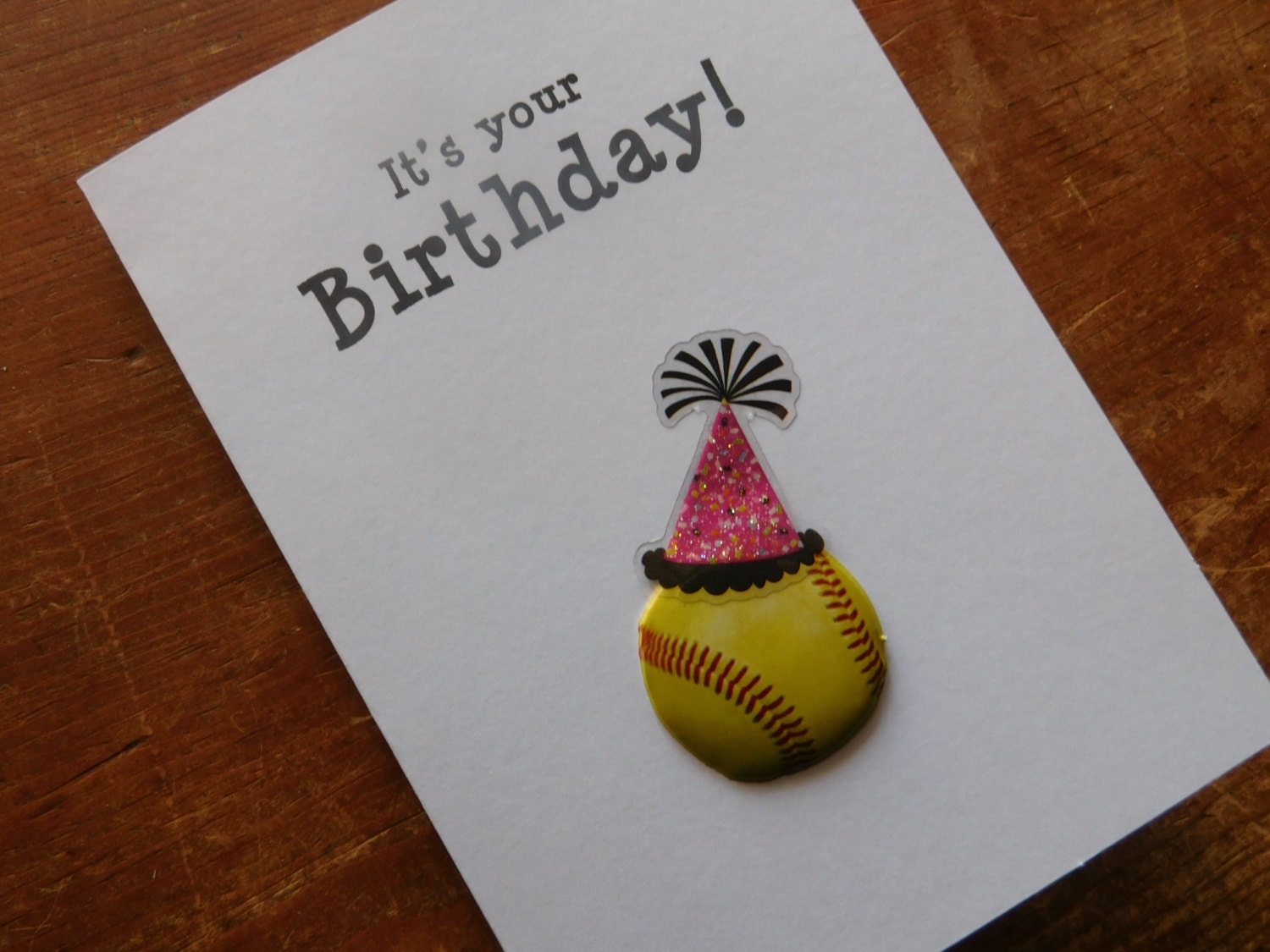 Softball Birthday Card Softball card Softball Greeting Etsy