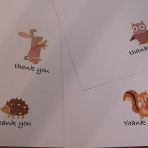 Fox Card, Fox Thank You cards, fox note cards, fox name cards, red fox cards, hedgehog cards, owl cards, rabbit cards, squirrel cards