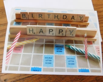 Scrabble Birthday Card, Words with Friends Birthday Card, Scrabble Card, Birthday card, Birthday card for scrabble player, words card
