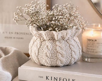 Crochet Knit Texture Vase | Neutral Home Decor Pot