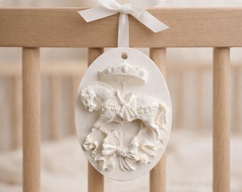 Carousel Horse Ornament | Handmade Keepsake (Jesmonite) | Nursery Wall Charm, Baby Room Decoration