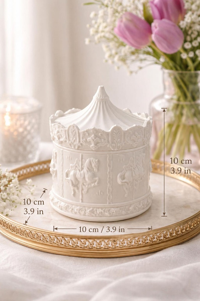 Handmade Jesmonite Carousel Candle Holder With Lid | Vintage Style ...