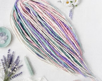Pastel Wool Dreads – Unicorn Dread Extensions – Merino Wool Full Set – 46 DE – Boho Fairy Hair – Ready to Ship