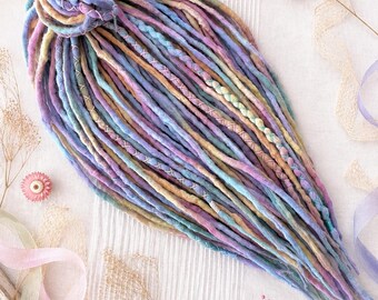 Cotton Candy Sky Wool Dread Extensions • Pastel DE Dreads • Fairycore Boho Dreads • Festival Wool Dreads • Handmade Pseudodreads