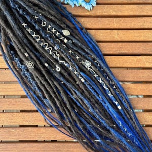 Brown Blue Dread Extensions – Kanekalon Dreads Set – Boho Festival Hair – 31 DE – Ready to Ship