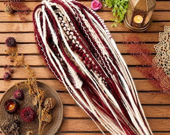 Blonde Burgundy Dread Extensions – Kanekalon Dreads Set – Boho Festival Hair – 36 DE – Ready to Ship