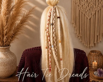 Blonde Dread Extensions on Hair Ties – Boho Kanekalon Hair Wraps – Easy Festival Hair – Faux Dreads - Ready to ship