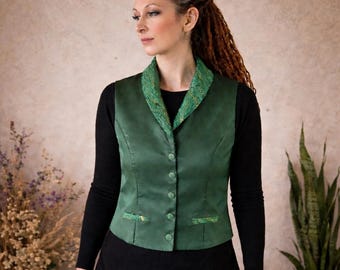 Sylvae Green Boho Vest – Handmade One of a Kind, Embroidered Vest, Nature Inspired Clothing, Slow Fashion, Festival Outfit - ready to ship