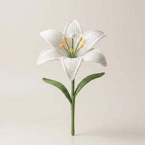 Patrón realista de flor de lirio a crochet, manualidad floral para principiantes (descarga en PDF)