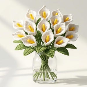Calla Lily Crochet Pattern PDF, Crochet Flower Bouquet Pattern, Digital Download Tutorial for Beginners, Fake Flower Decor US Terms