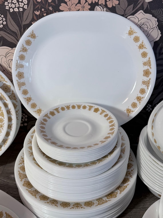 Corningware Corelle Butterfly Gold Plates Platters Bowls Lunch Mix