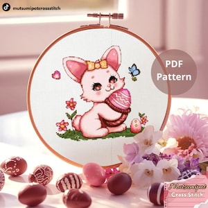 PDF motif point de croix Paques - Lapin