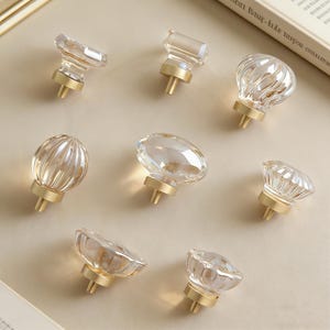 Clear Crystal Cabinet Knobs | Champagne Glass Drawer Pulls, Decorative Hardware