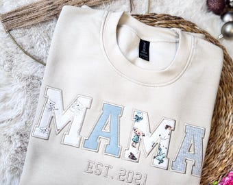 Personalized MAMA Applique Baby Clothes – Custom Embroidery Name Date Heart Outfit Handmade Memory Gift