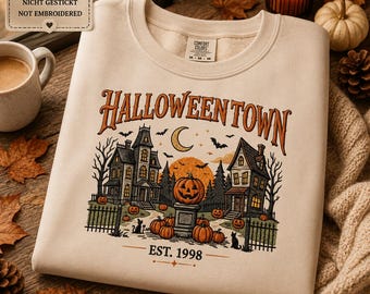 Halloween Village Sweatshirt,Vintage Halloween Sweatshirt,Cozy Fall Crewneck,Pumpkin Town Sweatshirt,Autumn Graphic Sweatshirt,Hallow Gift