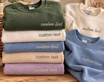 Personalisiertes Sweatshirt Bestickt, Individueller Text Pullover mit EST Datum Ärmel, Initiale mit Herz, Individuelles Geschenk, Individuelle Stickerei