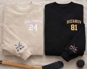 Hollander Rozanov Team Sweatshirt Bestickt, Hockey Romance Pullover, LGBT Fan Geschenk, Hüttenleben Sweatshirt, Cozy Book Lover Crew