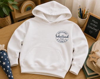 Personalized First Day of School Hoodie, Embroidered Schulkind Hoodie, First Grade Hoodie, Kids Hoodie with Name, Einschulung 2026