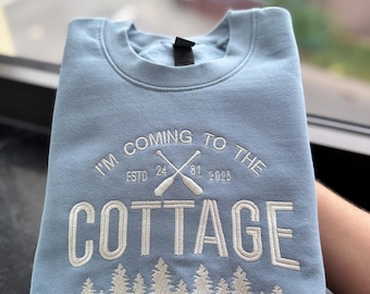 Besticktes Cottage moletom Lustig, pulôver de fã de hóquei, camisa romance, moletom Hütten Leben, Geschenk für fãs de hóquei