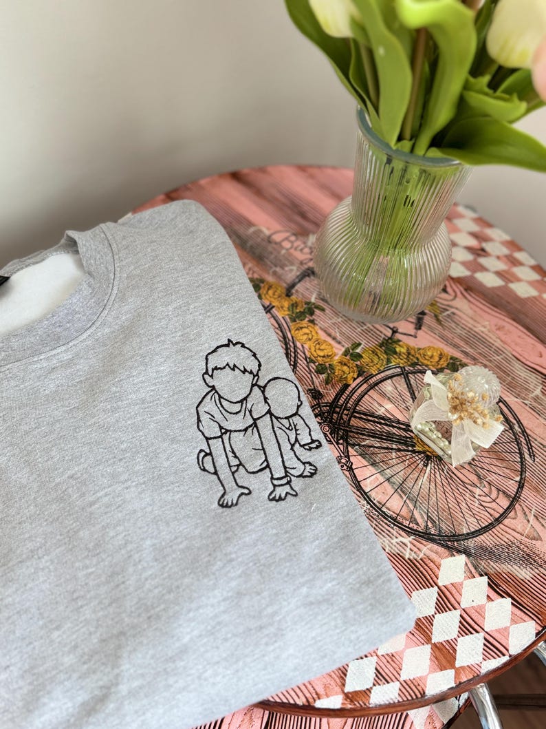 Personalisiertes Sweatshirt mit Foto Stickerei, Line Art Portrait, Custom Foto Pullover, Paar Geschenk, Jahrestag Geschenk image 7