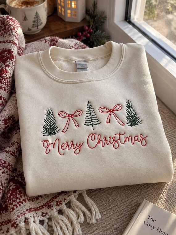 Merry Christmas Hoodie bestickt | Weihnachtspullover Damen & Herren | Weihnachts Hoodie mit Stickerei | Christmas Sweater Geschenk