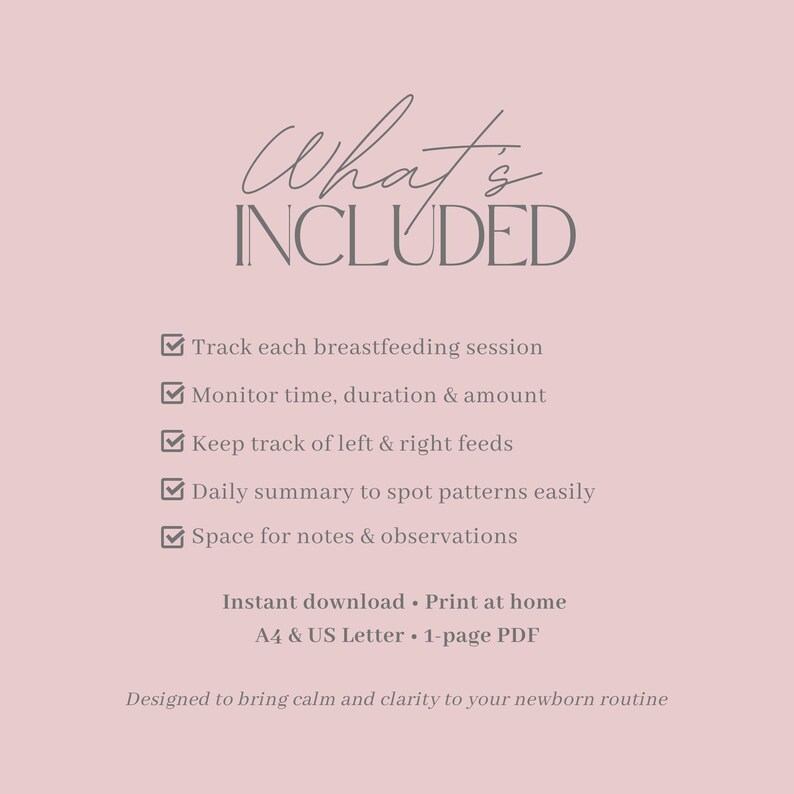 Minimalist Breastfeeding Tracker Printable PDF (A4/US Letter) - Etsy UK