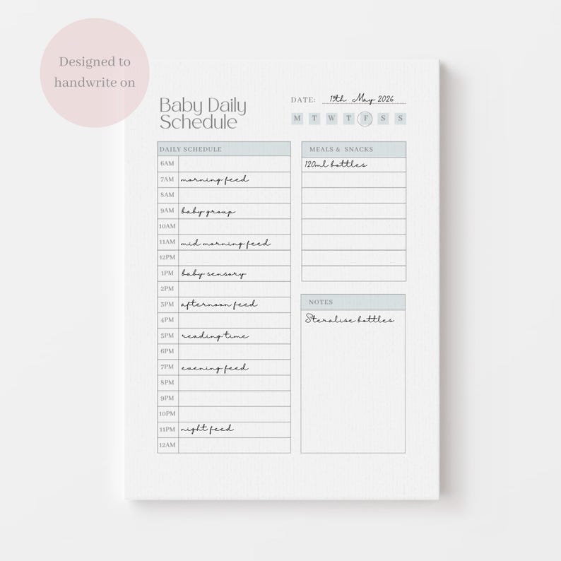 Newborn Routine Printable PDF, Baby Feeding & Sleep Tracker, Minimalist ...