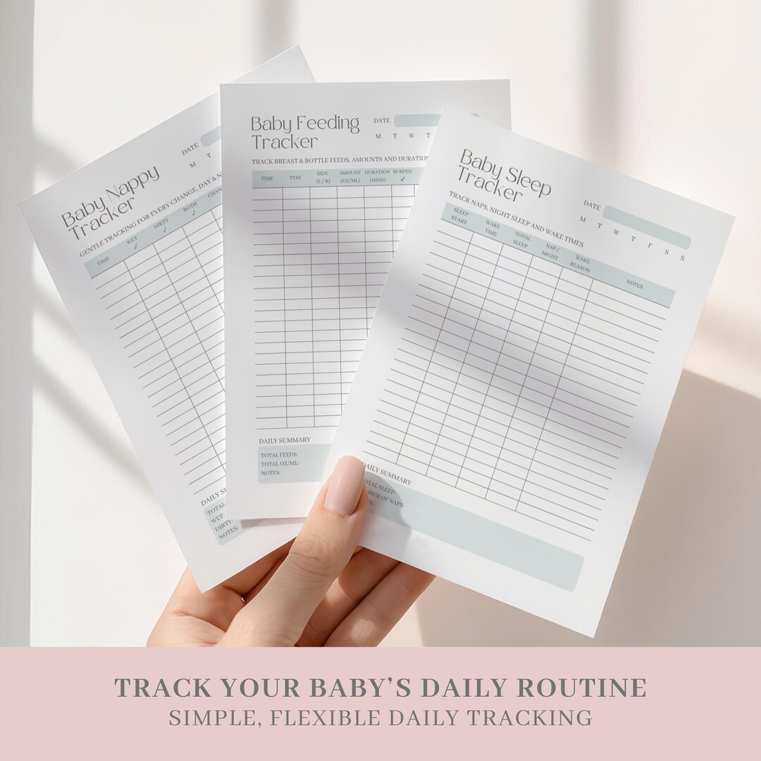 Newborn Baby Tracker Printable PDF Bundle, Feeding Sleep Nappy Log ...