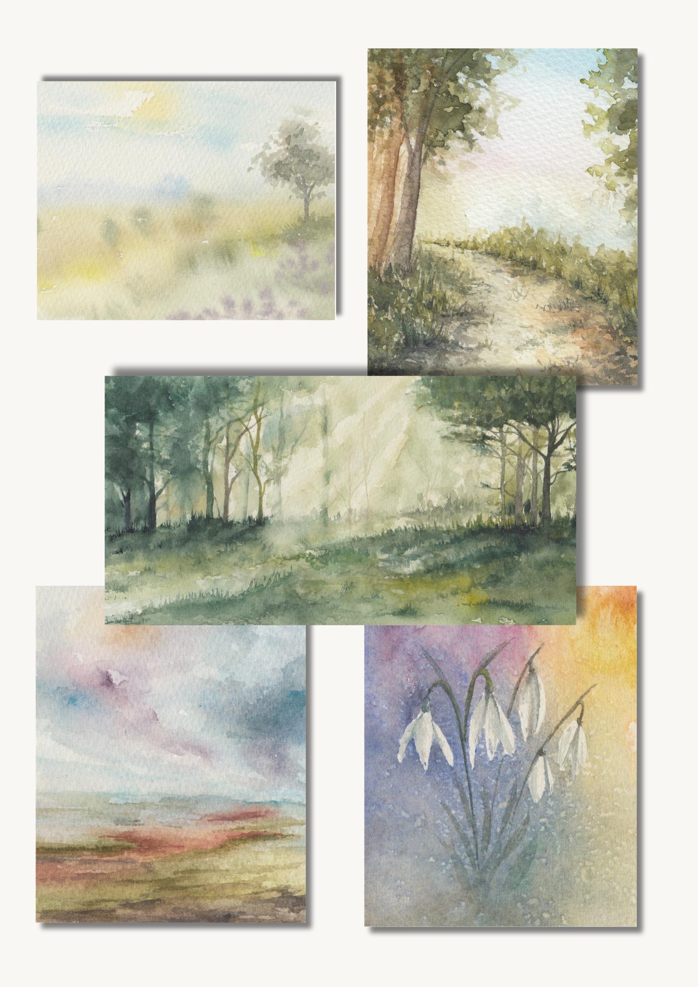 Watercolour Reference Spring Watercolour Spring Backgrounds Bundle | Digital Art for Crafts | Junk ...