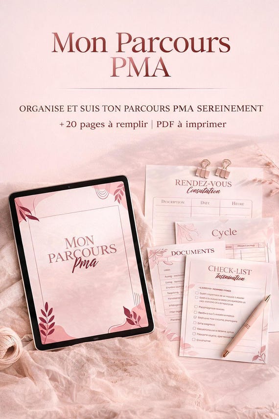 Journal complet à imprimer | Suivi fertilité & FIV | Planner parcours PMA | Cycle, rendez-vous, émotions | Printable PDF