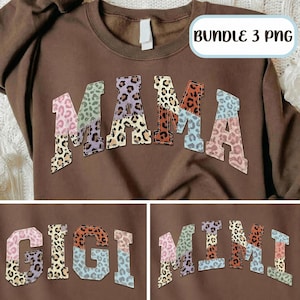 Faux Patchwork Leopard Mama Png Bundle, Quilt Patchwork Mama Png, Grandma Core Png, For Mother Day, Lace leopard Mama png, mama mimi gigi