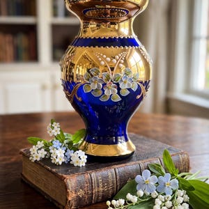 24k Gold Cobalt Blue Vase - Etsy