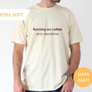 Funny Programmer Shirt | Running On Coffee And Deadlines | Coding Humor Graphic Tee | Developer Shirt | Gift for Programmer | Comfort Colors