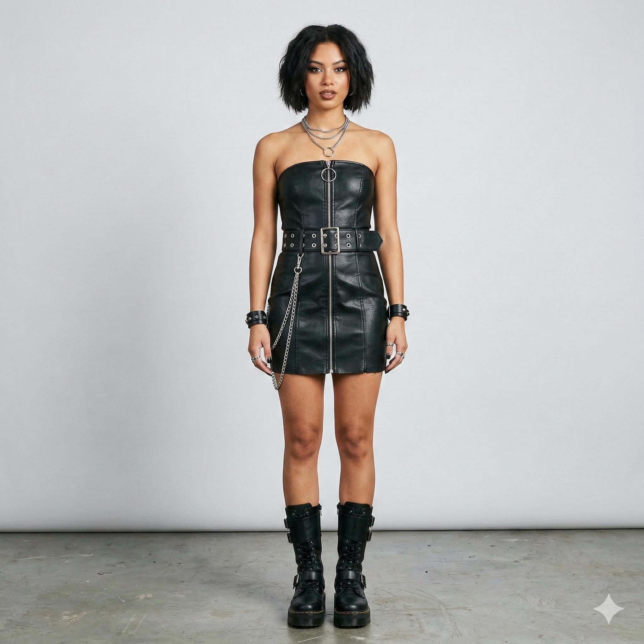 Industrial Gothic Leather Dress Maxi Leather Dress  Goth N' Rock