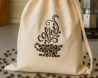Bolsa textil bordada para guardar productos horneados, hierbas, granos de café, bolsa de almacenamiento, bolsa de pan, regalo