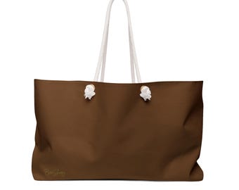 Solid Chocolate Brown Weekender Tote Bag