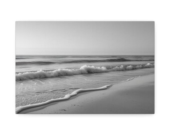 Black and White Seascape Canvas Stretched 1.5'' | Beach Wall Art