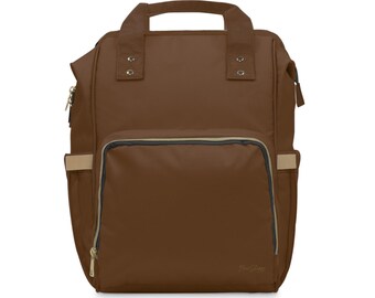 Brown Multifunctional Diaper Backpack | Insulated Pockets, Changing Pad