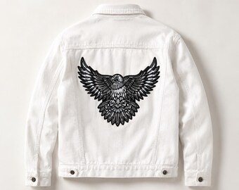 Black Eagle Embroidered Patch, Flying Birds Iron On Applique, Wings Badge for Biker Jacket, Backpack, Vest & Clothing