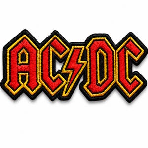 AC-DC Classic Rock Lightning Bolt Embroidered Patch Iron-On Sew-On Music Band Style Badge for Jacket Vest Backpack