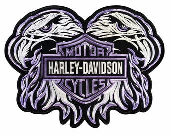 Motorcycle Back Patch Twin Eagle Embroidered Rider Vest Emblem Iron Wings Design