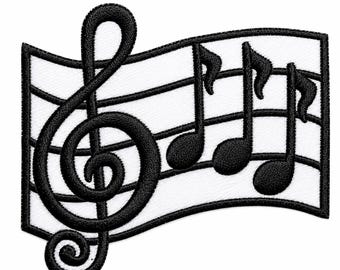 Music Note Embroidered Patch Iron On Sew On Treble Clef Badge DIY Jacket Applique