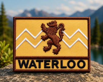Waterloo Embroidered Patch, Mountain Lion Crest Iron On Sew On Applique Badge for Jacket Backpack Hat Clothing