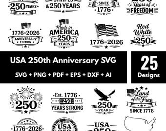 USA 250th Anniversary SVG Bundle | Patriotic 4th of July Designs (svg, png)