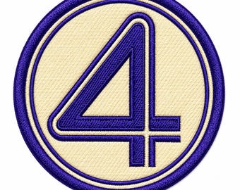Number Four Comic Emblem Patch | Embroidered Superhero Badge | Iron-On Applique for Jackets, Backpacks, Hats & Costumes