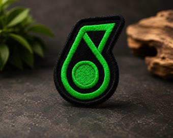 Green Abstract Embroidered Patch, Modern Symbol Iron On Sew On Applique Badge for Jacket Backpack Hat Clothing