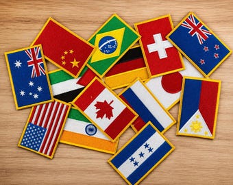 Country Flag Embroidered Patch Iron On Sew On Velcro Badge Travel Backpack Applique