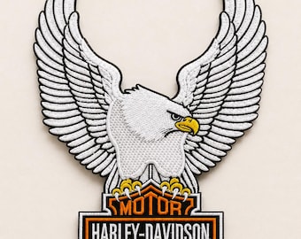 Bald Eagle Embroidered Patch Iron On Biker Motorcycle Badge Applique for Jacket Vest Backpack