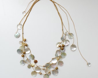 Bohemian shell necklace, Handmade, Summer beach vacation, Adjustable Necklace, Gift for Her