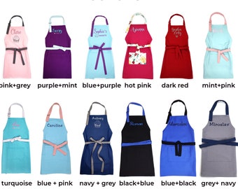 Personalized Apron for Toddler Kids Teens and Adults, Pink Apron for Girl